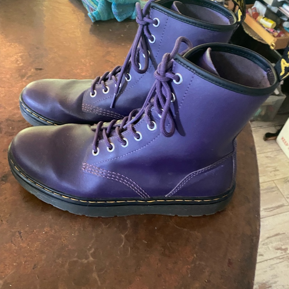 Dr. Martens Purple 8-Eye Leather Combat Boots
